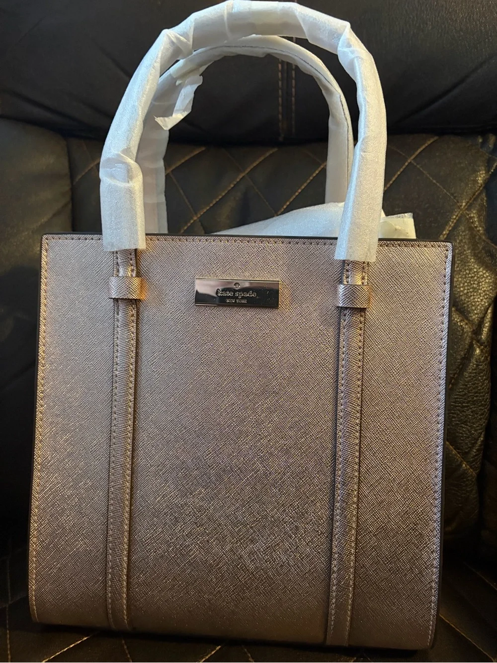 kate spade metallic rose gold tote